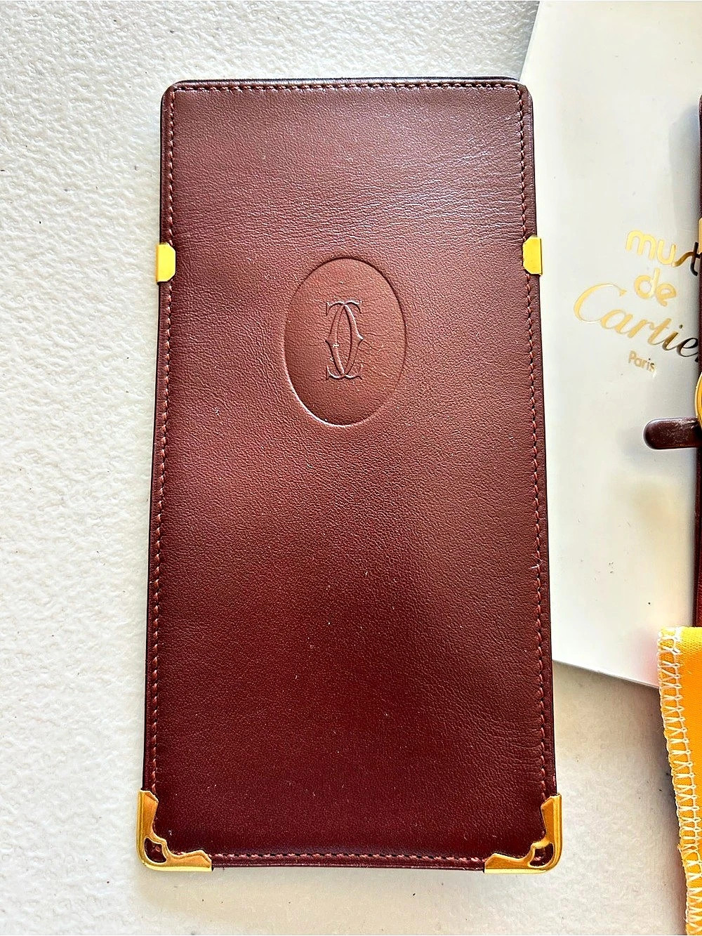 Cartier Must de Cartier Eyeglass Case Lambskin Signature Burgundy & Gold Accents